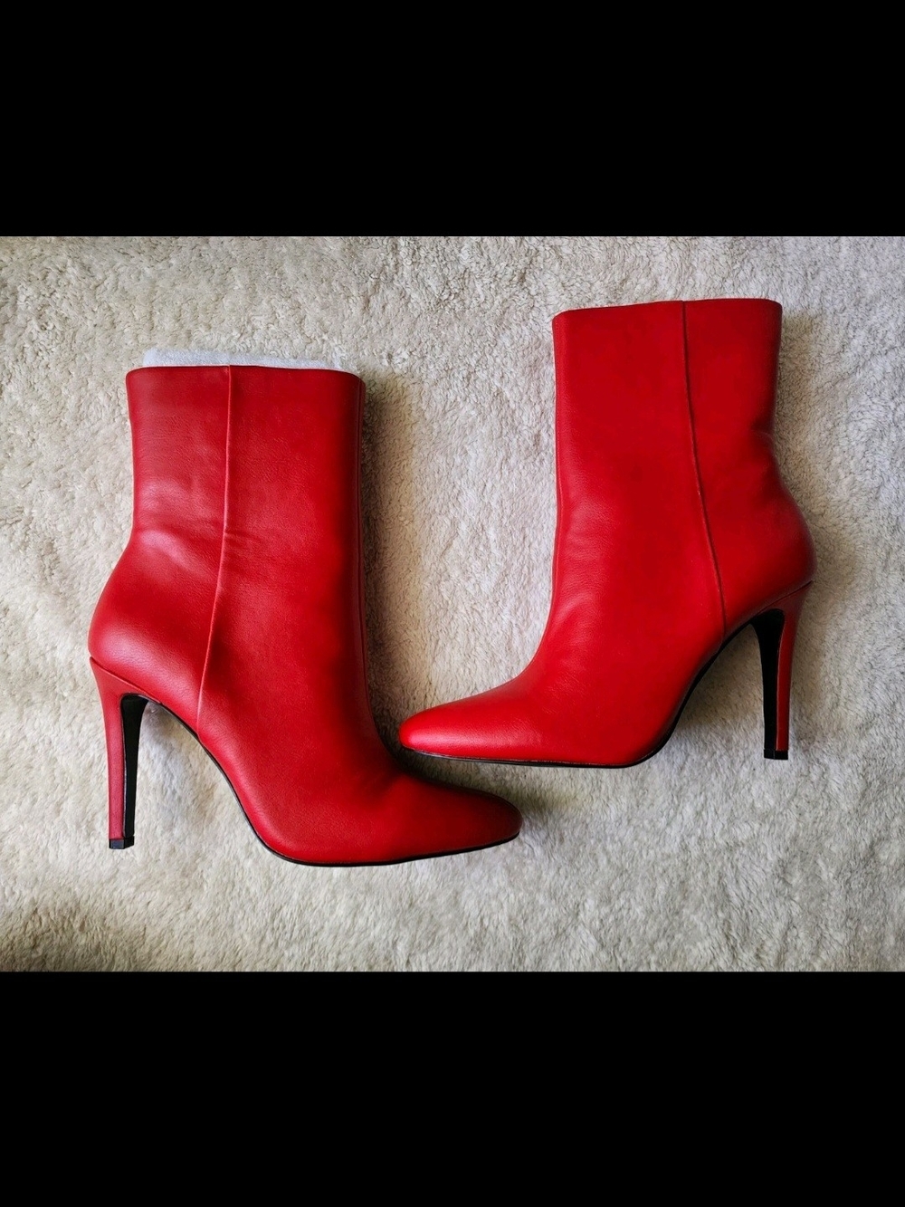 NWT Nine West  Red Pointed Toe Zip Stiletto Mid-Calf Bootie Women's 8.5M